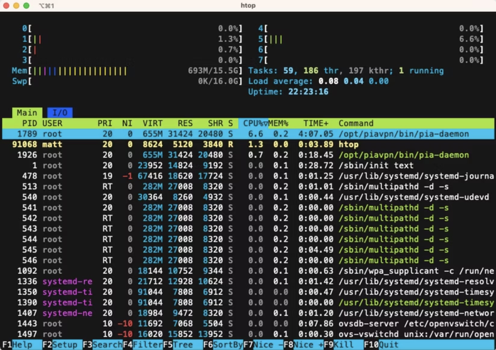 htop screenshot